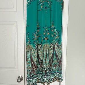 Rachel Zoe Teal and Purple Floral Wide Leg Pants